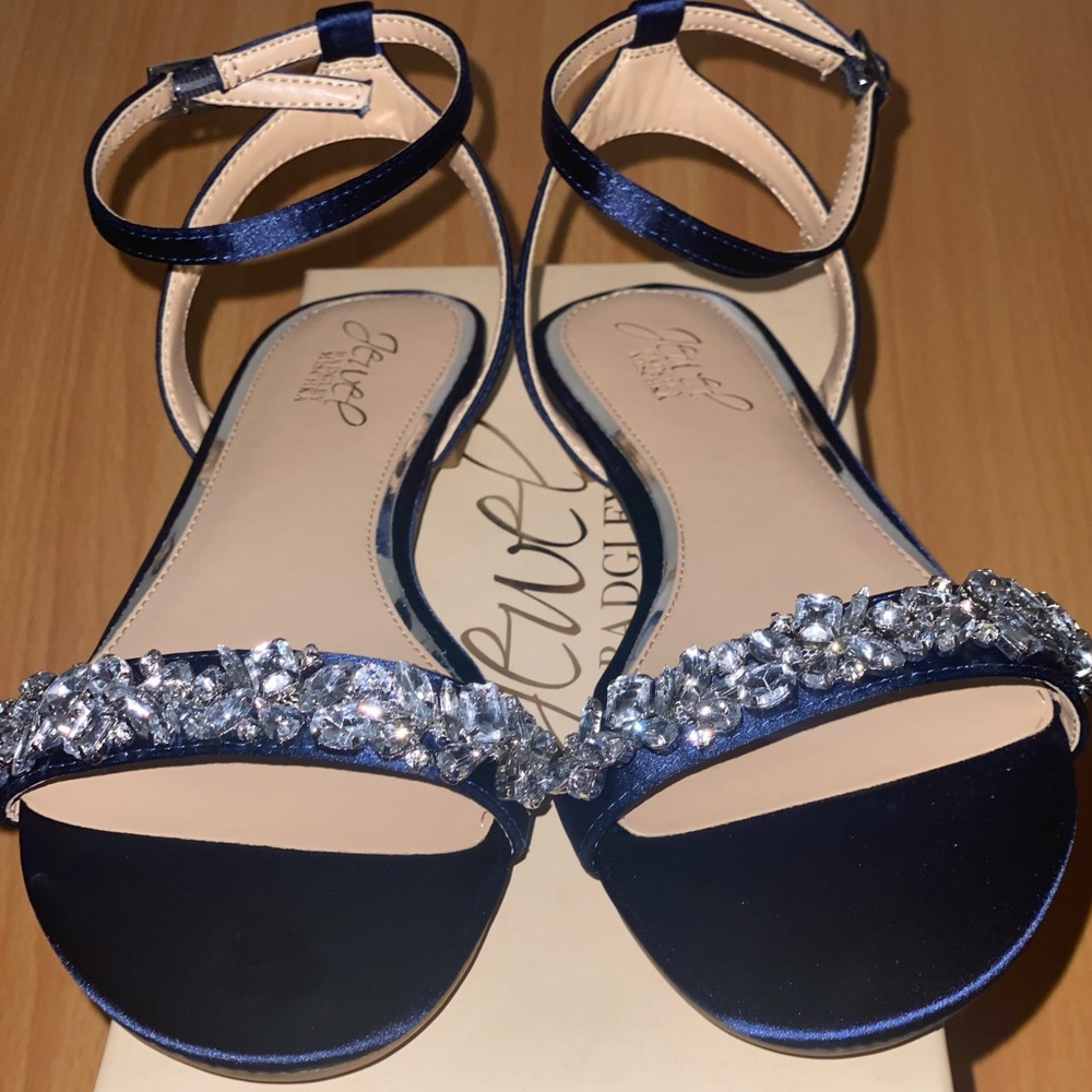Flat Sandals Size 8 Designer Navy Blue OHARA From Jewel Badgley Mischka